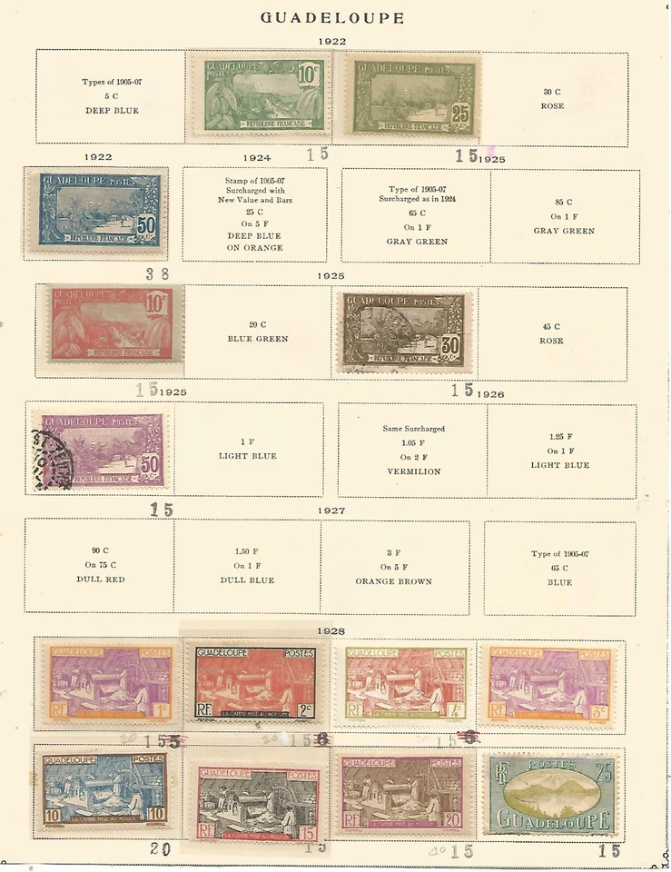 GUADELOUPE - 73 Different Stamps - Image 2 of 4