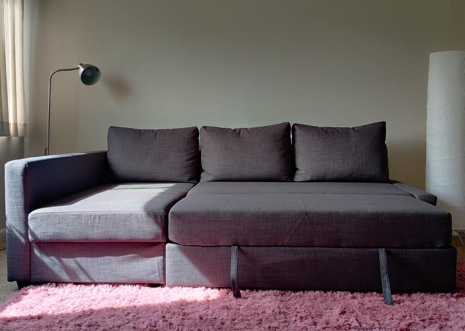 Slightly Used IKEA FRIHETEN Dark Grey Sectional Convertible Couch for