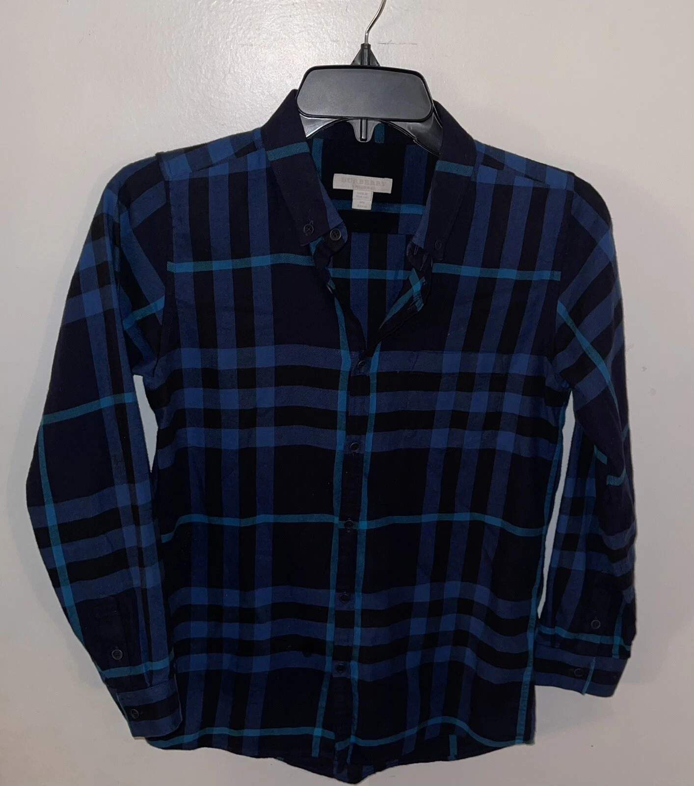 Camicia Burberry ragazzo a quadri con bottoni taglia 12 blu