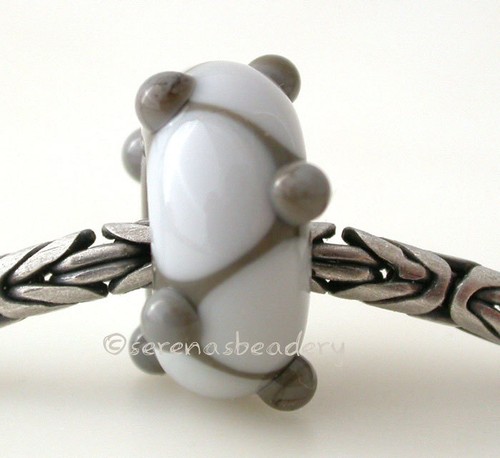 DOUBLE GRAY DOTS European Charm Lampwork Glass Bead - Picture 2 of 4