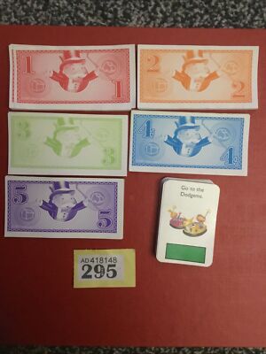WADDINGTONS Vintage 2001 Junior Monopoly Ersatzgeld & 25 Chance Karten, Set295