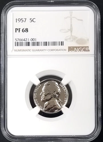 1957 Proof Jefferson Nickel certified PF 68 by NGC!