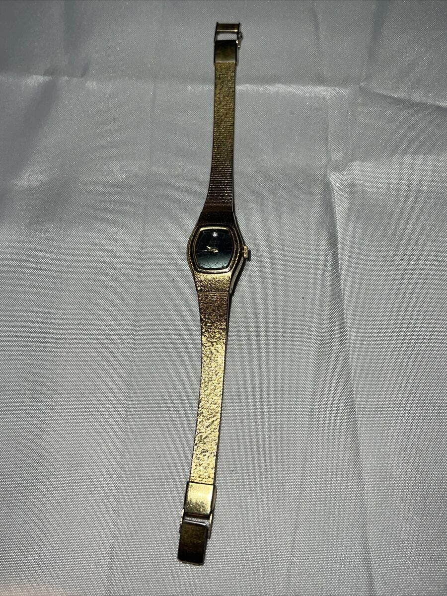 Vintage Seiko Quartz 2B20-5059 Diamond Black Face Gold Tone Vintage Seiko Quartz 2B20-5059 Diamond Black Face Gold Tone