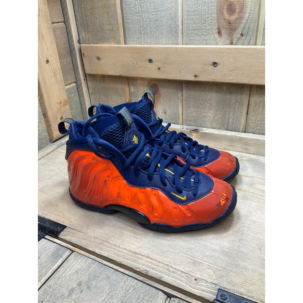Nike Foamposite Little Posite One GS Rugged Orange Blue 644791 407 Youth 3.5Y