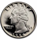 1996-S Washington Quarter Gem Proof – 90% Silver Coin – .1808 oz – San Francisco