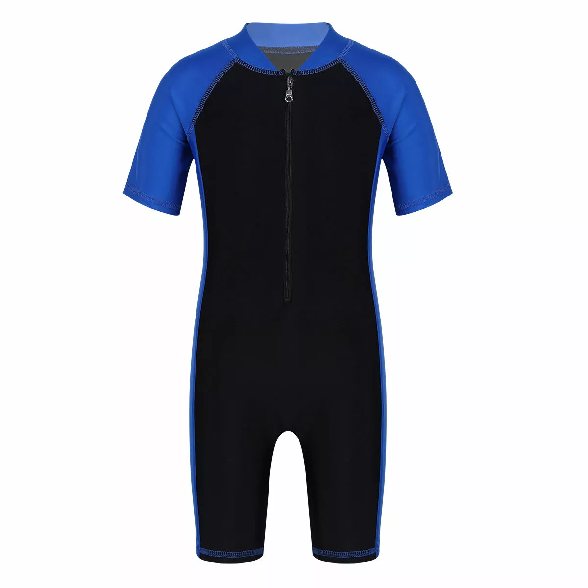 Unisex Boy Girl Short Sleeve Zipper Swimming Costume Swimsuit Rash
