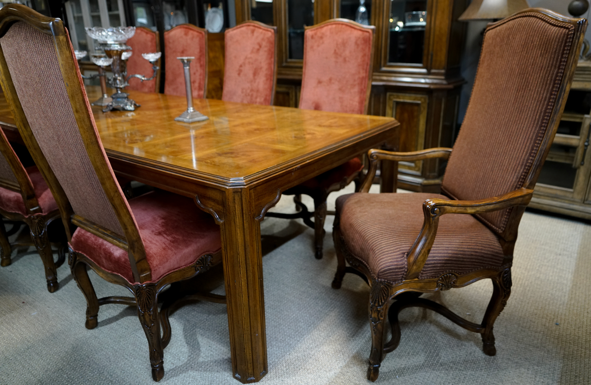 Vintage dining table set for 12 with 12 Century furniture Chairs