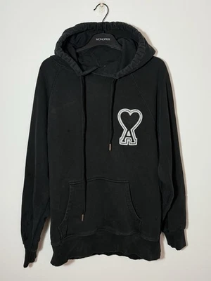 AMI Alexandre Mattiussi hoodie noir homme M Regular logo brodé poche kangourou - Photo 1/4