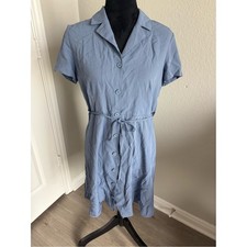 Everlane Japanese GoWeave Notch Shirt Dress Dusty Blue