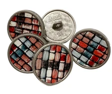 Pink Oil Painting Pattern Matte Silver Metal Shank Buttons 17mm (5PC)