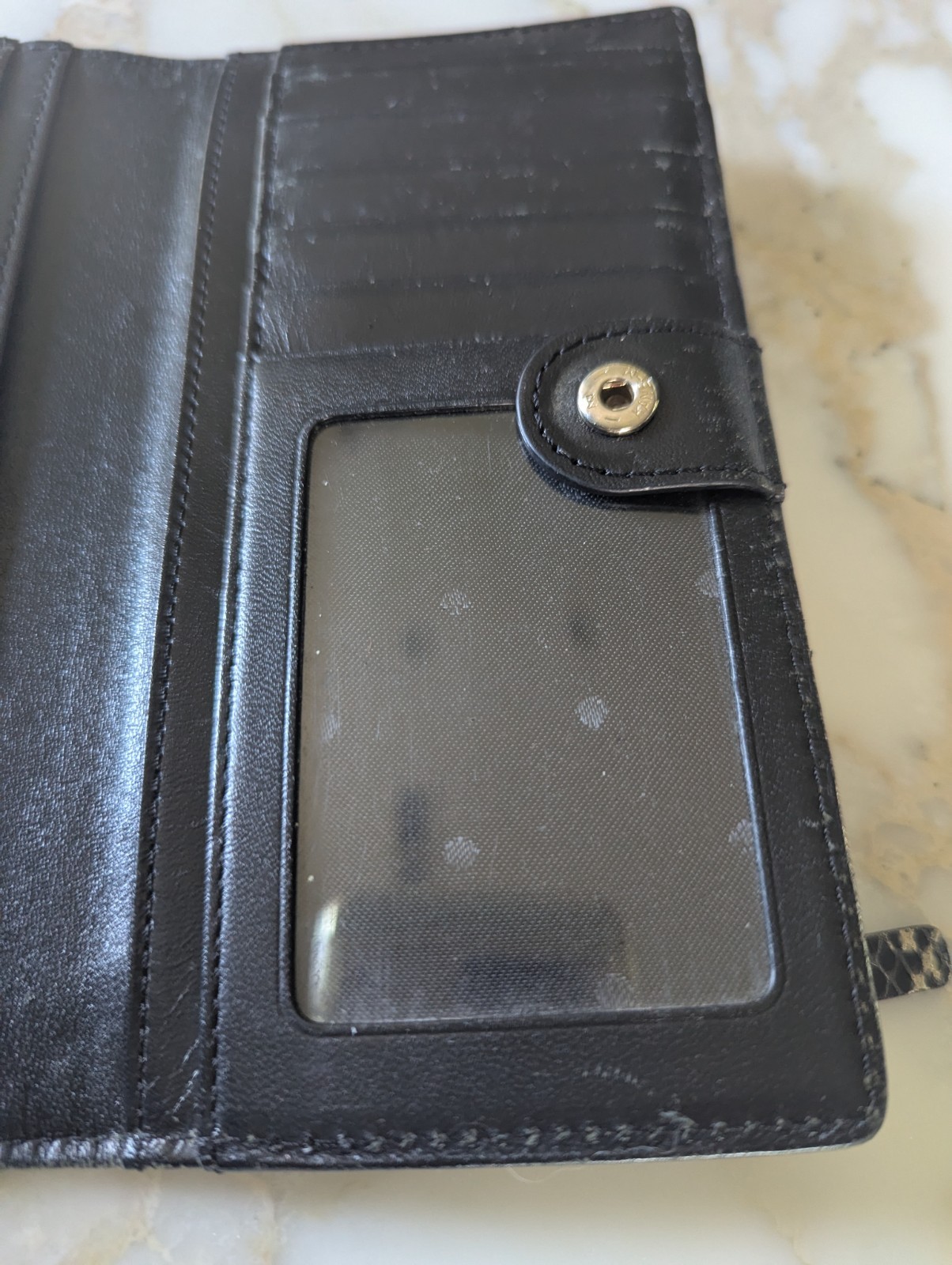 KATE SPADE Neutral Leather Snake/Python Bifold Wa… - image 5