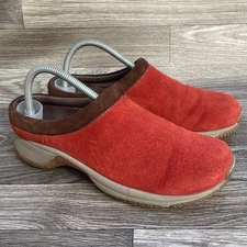 Merrell Encore Groove Clog Mules Womens 9.5 Suede Red
