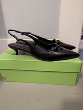 Sam Edelman Fauna Black Leather Slingbacks Sz 8
