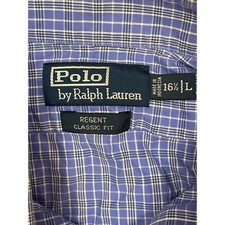 Polo Ralph Lauren Regent Classic fit checker blue plaid 16.5 L Long sleeve shirt