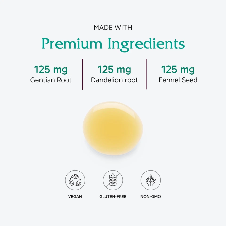 Suplemento nutricional Bitters Tonic 4 fl oz vegano soporte digestivo vidrio verde Foto 4 de 4