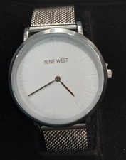 NEW in Box NINE WEST Liana 31mm Japanese Movement Quartz Watch Silver Mesh Band
