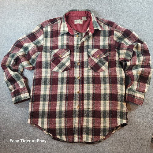 Sears Roebuck, Vintage 60s 70s Sears Men's Store Flannel Plaid Shirt M Mulberry Purple Gray