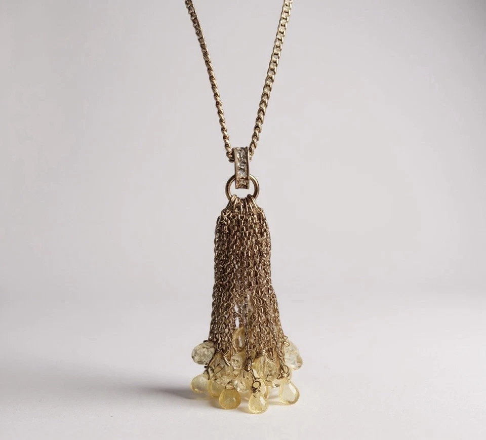 Collar de cadena de oro rosa JUICY COUTURE cuentas borla Lariat R $50 Foto 3 de 4