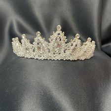 Crystal Beaded Tiara, Silver Wedding Tiara, Jewelry, Vintage Crown