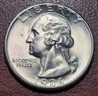 1936 Washington Quarter Very Choice BU UNC Lustrous & White Virtually Mark Free