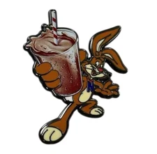Quik Bunny Rabbit Chocolate Milk Mascot Cartoon Hat Jacket Tie Tack Lapel Pin