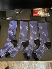 Men's Mid-Calf Crew Socks Novelty Text "Let's Go Brandon" 2 Pairs Blue