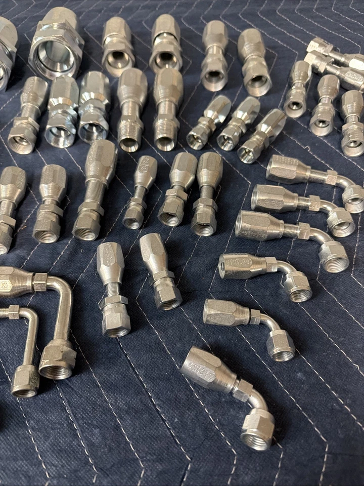 Lote de (44) accesorios de manguera hidráulica reutilizables 1/4”-1”-1/4 NOS reparación de campo (F) Foto 4 de 4