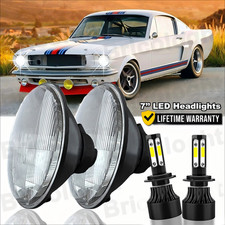 For Ford Mustang 1965-1978 2pc 7 Inch Chrome Led Headlights Hilo Beam Projector