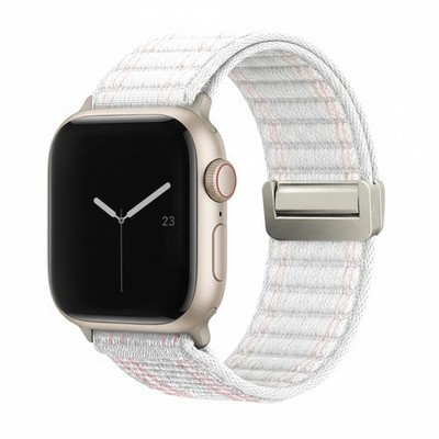 Smartwatch Armband für Apple Watch Series 4 44mm Nylon Textil Band Magnet Weiß
