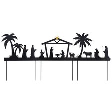 Nativity Scene Outdoor, 48" 3 Pcs Metal Nativity Scene Decorative Garden Stak...