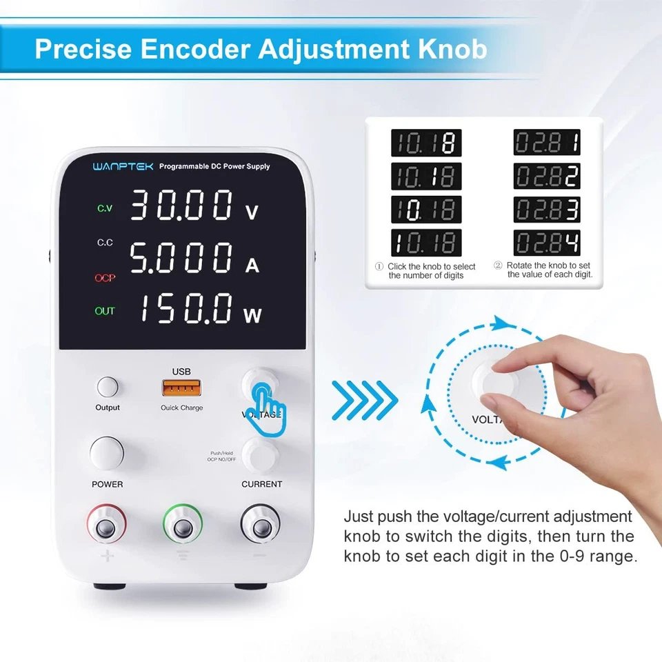 Fonte de alimentação de laboratório ajustável DC 0-60V 5A fontes de sinal variáveis de alta precisão - Imagem 3 de 4
