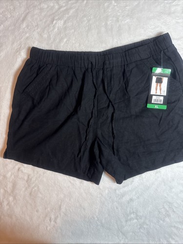 BRIGGS Ladies Linen Blend Shorts Women's PULL on Comfort Black Size XL - Picture 1 of 7