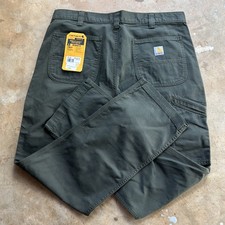 New Carhartt Rugged Flex Duck Canvas Work Pants Green 102291 MOS Men  s 38x32