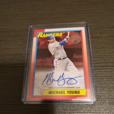 2025 Topps Series 1 1990 Topps Auto Michael Young #90A-MY Rangers  RED 3/5