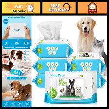 Pet Wipes for Dogs Cats, 600 Count - Fragrance-Free Deodorizing Cleaning Wipes