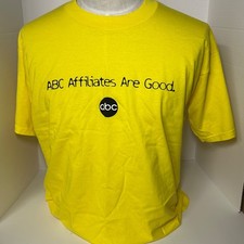 ABC Radio Networks ABC Affiliates Are Good T Shirt Vintage anni 90 Taglia XL Giallo