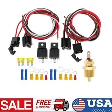 185175 Car Dual Electric Fan Relay Wiring Harness Thermostat Sensor 40 Amp Kit
