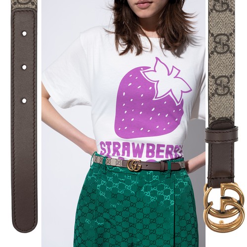GUCCI BELT 409417 UNISEX BROWN GG LOGO SUPREME MONOGRAM MARMONT BUCKLE 105 / 42