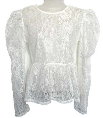 NEU CHERRY KOKO   WEISSES HALBTRANSPARENTES SPITZENTOP  GRÖSSE 10/12 # 1156
