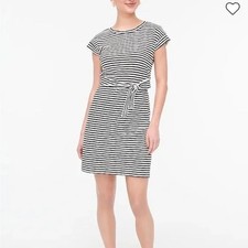 J. Crew Factory Short-sleeve striped tie-waist T-shirt dress