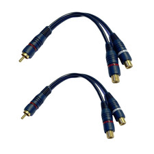 2PCS RCA Y Splitter Cable 1 Male to 2 Female Audio Video Adapter for Subwoofer S