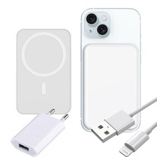 Powerbank MagSafe 5000mAh iPhone 12 13 14 15 16 17 Qi 5W Cavo + Caricatore 2A