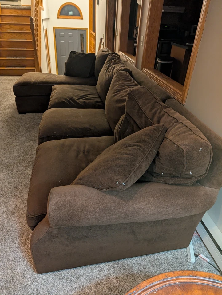 Sofá seccional clásico de lino Divano Roma con chaise lounge izquierdo - marrón oscuro Foto 3 de 3