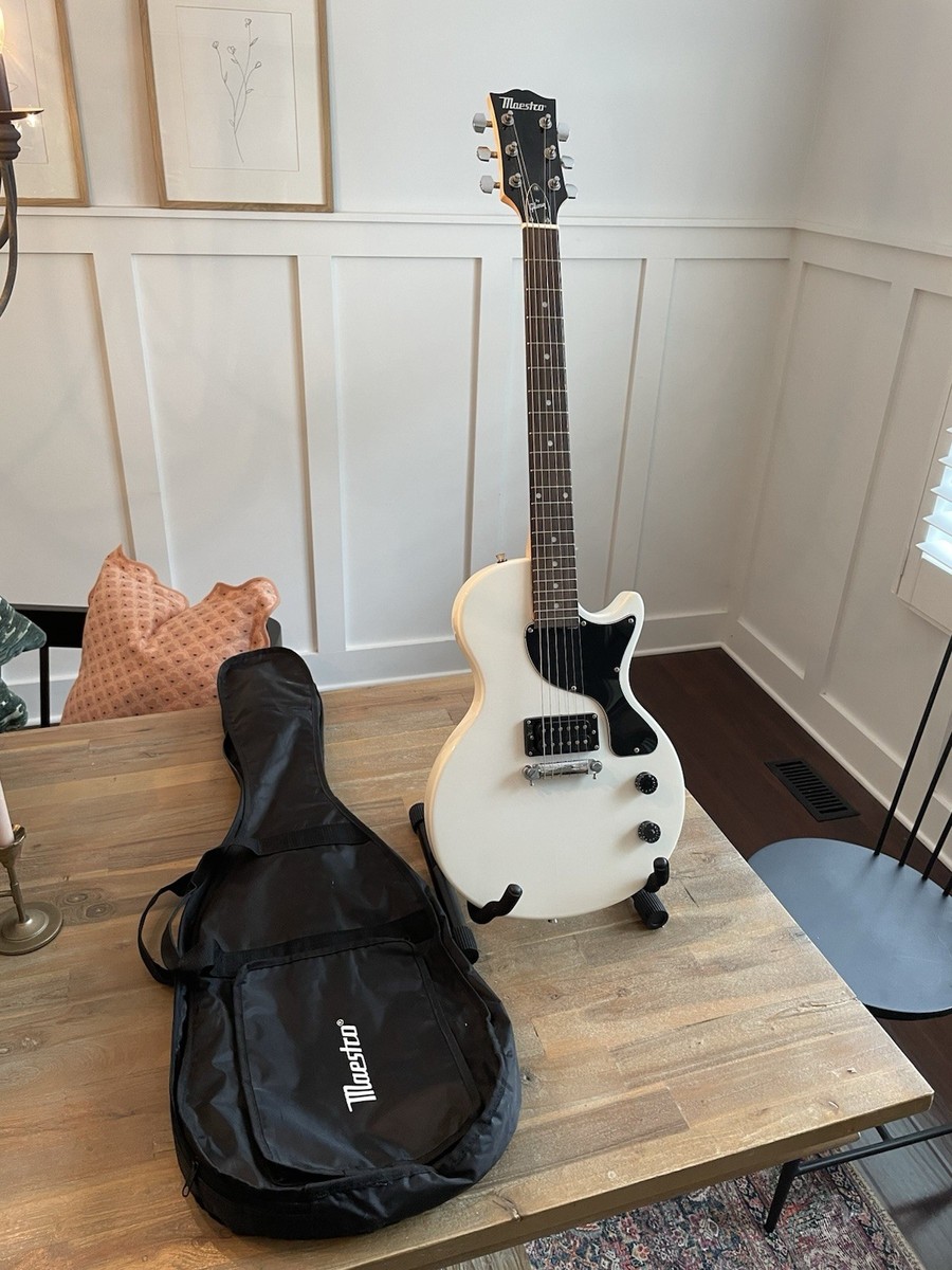 Maestro By Gibson Electric Guitar White With Black Pickguard LP