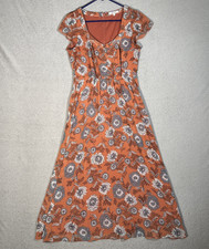 Madewell Sheer-Sleeve Button-Front Midi Dress Gathered Blooms Size 2 Rusted Tin