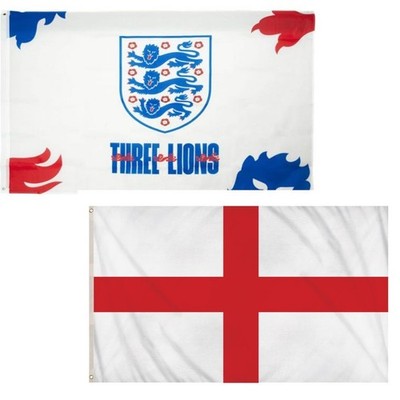 England Offizielle 5x3ft Drei Löwen Wappen Flagge & St. George Flagge (2er Pack)