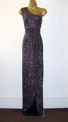 Lipsy silber schwarz One-Shoulder-Maxikleid 16 14 Party Abend Anlass Hochzeit