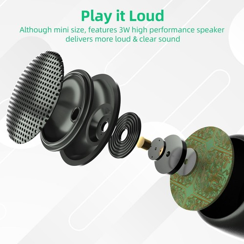 2 Mini Speakers 3W Portable Small Wireless Speaker with Black Speaker - Picture 5 of 7