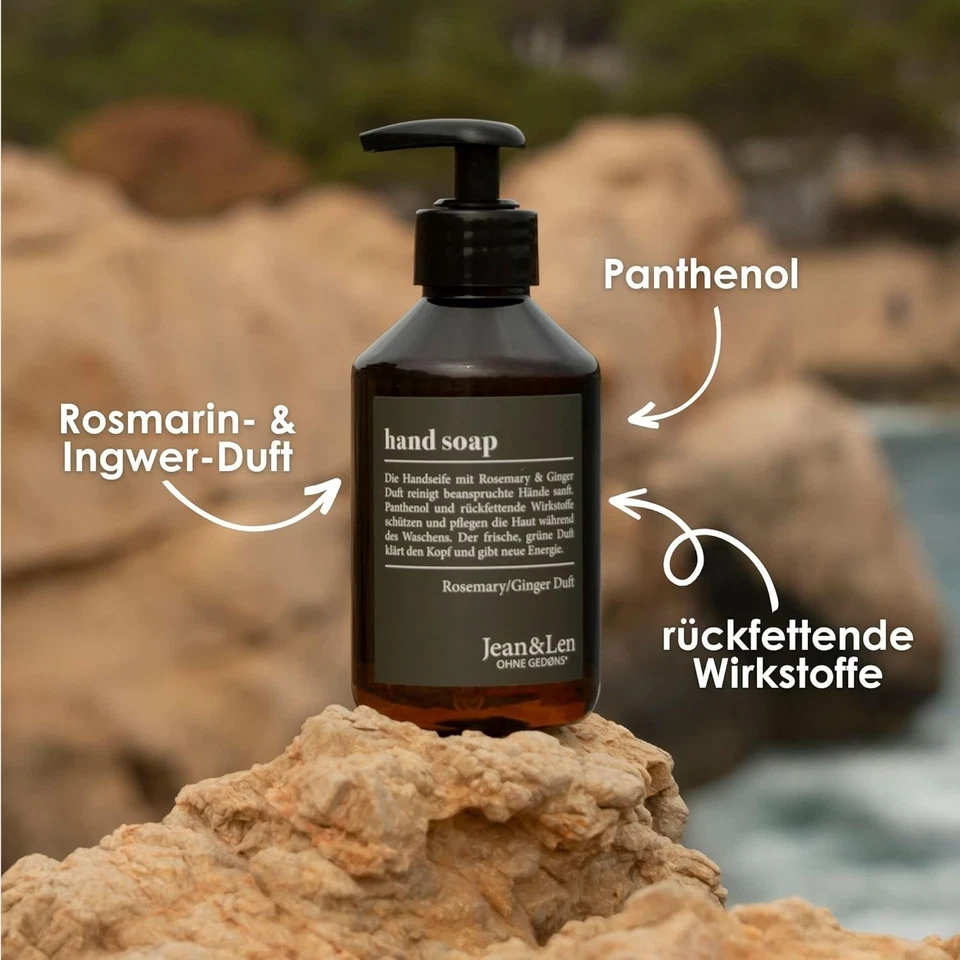 Jean & Len Handseife Rosemary & Ginger Hautschutz tägliche Anwendung 250 ml - Bild 2 von 4