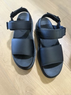 Dr Doc Martens Voss Black Hydro Leather Platform Strappy Sandal Women's Sz 9 New